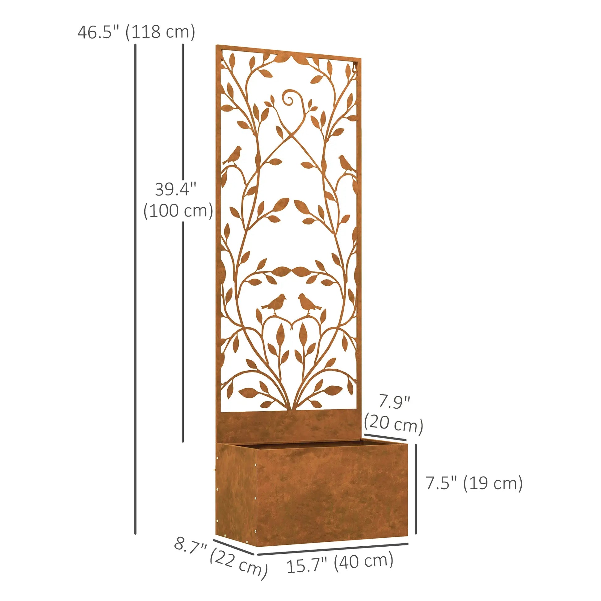 Raised Garden Bed with Privacy Screen, Metal Planter Box, Trellis, Brown Raised Garden Beds at Gallery Canada