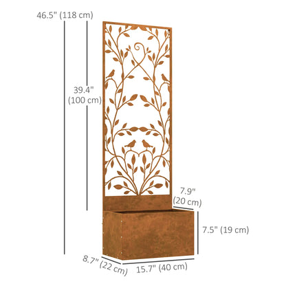 Raised Garden Bed with Privacy Screen, Metal Planter Box, Trellis, Brown Raised Garden Beds at Gallery Canada