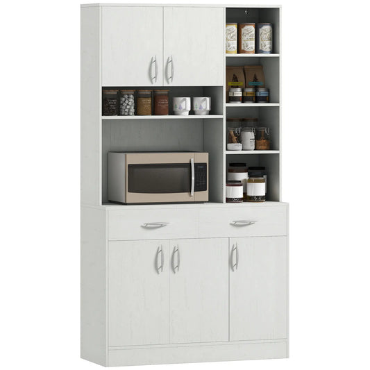 71" Kitchen Hutch with Storage Cabinet, Modern Buffet, Ash White Kitchen Pantry Cabinets Ash White at Gallery Canada