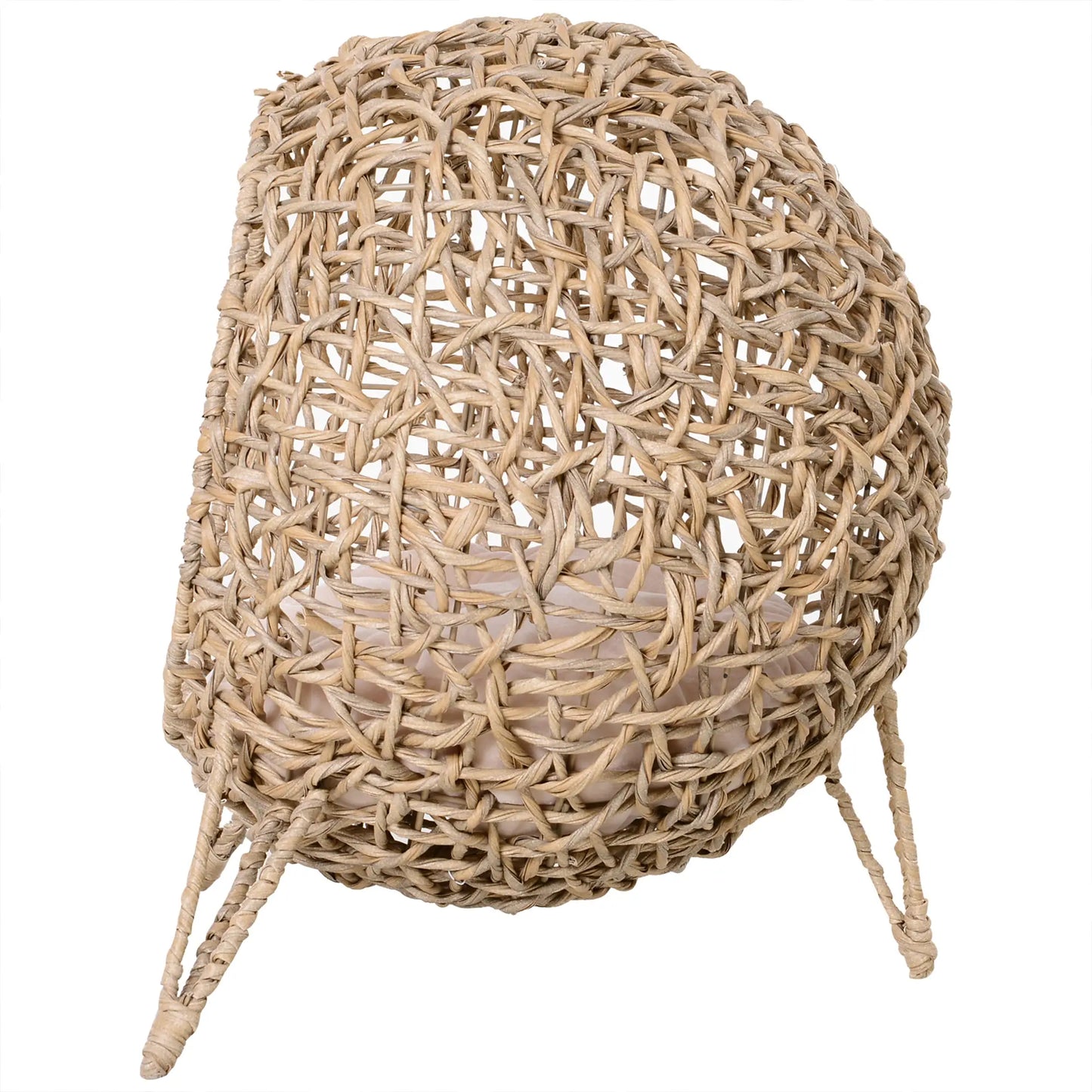 Rattan Cat House with Cushion, Elevated Wicker Kitten Bed, Natural Wood Cat Houses at Gallery Canada