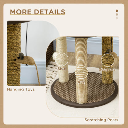 17 Cat Tree, Kitty Activity Centre, Hanging Toys, Scratching Post, Brown Cat Towers at Gallery Canada