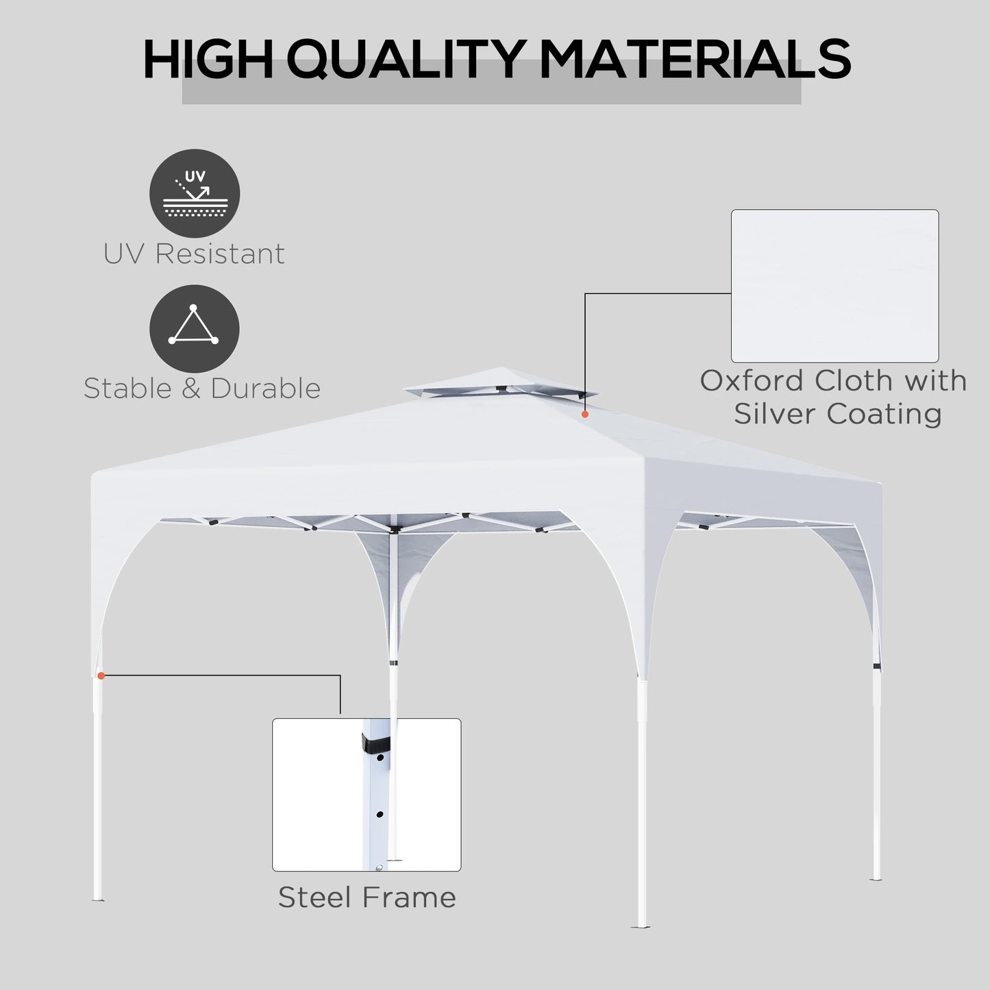 10'x10' Pop Up Canopy, Easy Set Up Party Tent, 2 Tier Vented Roof, Carrying Bag, White Pop Up Canopies at Gallery Canada