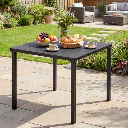 Outdoor Dining Table For 4, Square HDPE Patio Table With Metal Legs, Black Patio Dining Tables at Gallery Canada