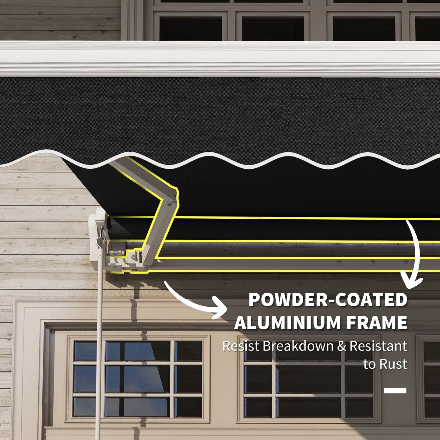 8'x7' Manual Retractable Patio Awning, Sun Shade, Black Door Awnings at Gallery Canada
