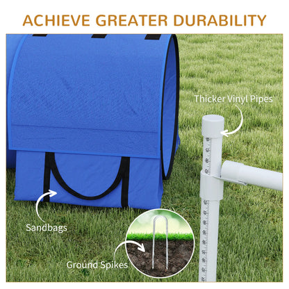 7 Pcs Dog Agility Kit, Tunnels, Weave Poles, Adjustable Hurdles, Blue Dog Agility Training Equipment at Gallery Canada
