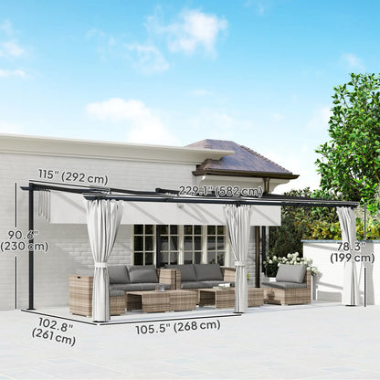 10' x 20' Metal Retractable Pergola Canopy With Sidewalls, Outdoor Gazebo UPF30+ Sun Shade Shelter Pergolas at Gallery Canada