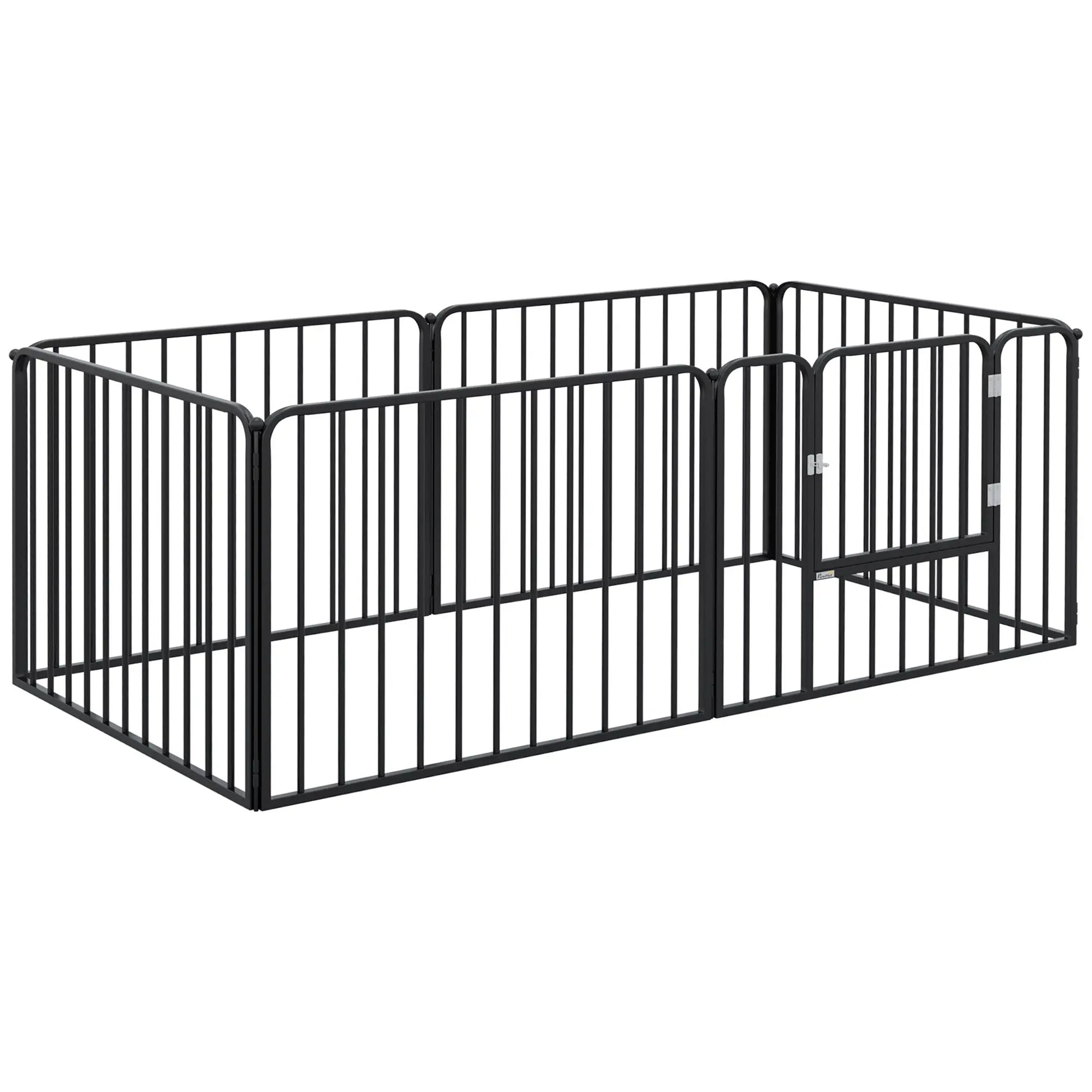 Outdoor Dog Fence, 6 Panels 24" Height, Steel Pet Exercise Pen Houses, Kennels & Pens Black at Gallery Canada