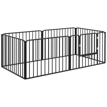 Outdoor Dog Fence, 6 Panels 24" Height, Steel Pet Exercise Pen Houses, Kennels & Pens Black at Gallery Canada