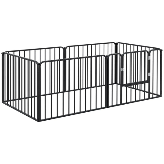 Outdoor Dog Fence, 6 Panels 24" Height, Steel Pet Exercise Pen Houses, Kennels & Pens Black at Gallery Canada