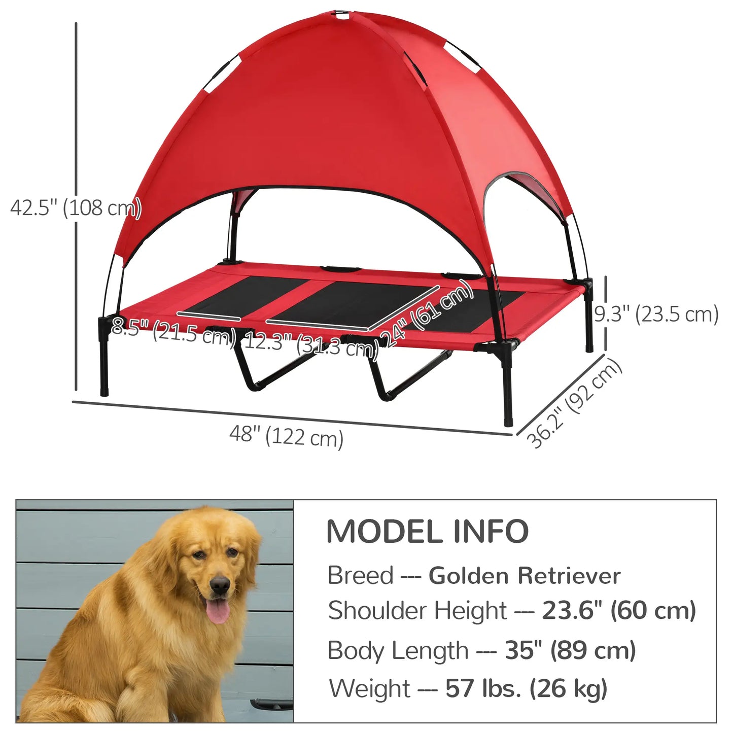 Elevated Pet Bed, Dog Cot, Portable Outdoor Indoor, Red Elevated Dog Beds at Gallery Canada