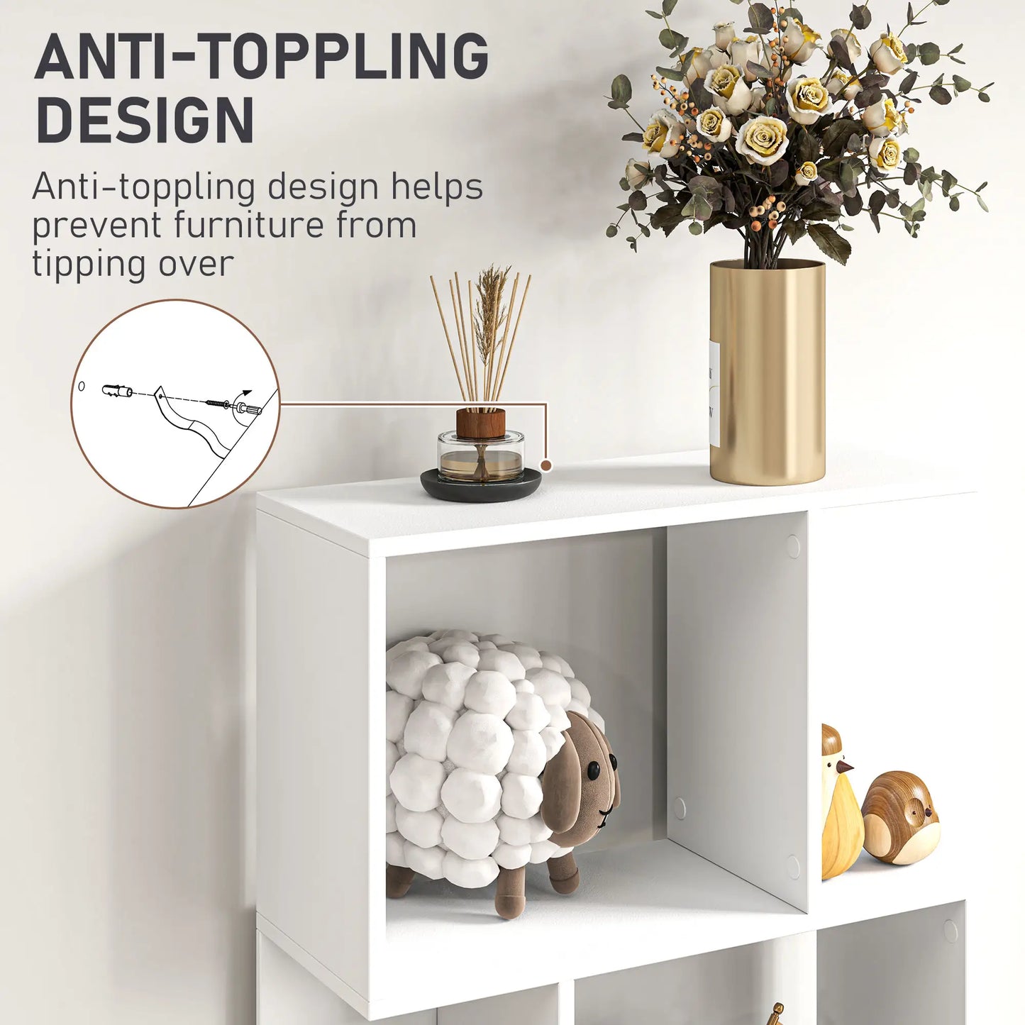 5-Tier Geometric Bookshelf, S Shaped Bookcase, White Display Bookshelves at Gallery Canada