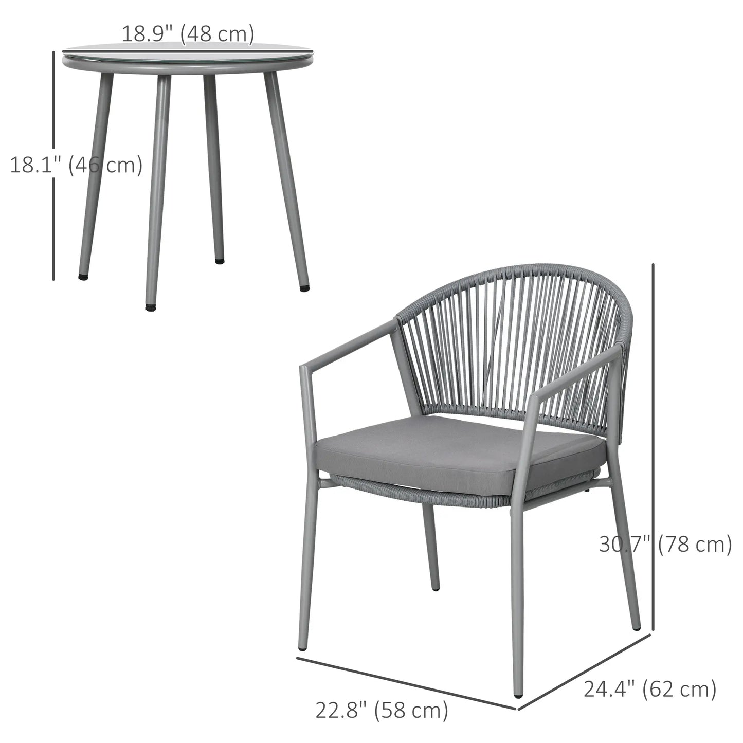 3-Piece Rattan Bistro Set, 2 Armchairs And Coffee Table, Grey Patio Furniture Sets at Gallery Canada