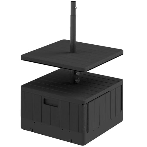 Heavy Duty Umbrella Base with Wheels, Table Tray, 176lbs, Black