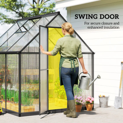 Polycarbonate Greenhouse, Swing Door, Adjustable Window, 6 x 6.5ft, Black Walk In Greenhouses at Gallery Canada