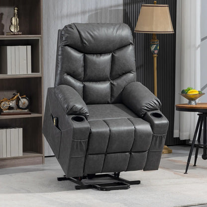 Electric Recliner Chair, PU Leather, Quick Assembly, Remote, Grey Sofas & Reclining Chairs at Gallery Canada