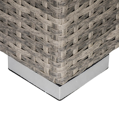 Rattan Garden Coffee Table, 25.6" Square, Tempered Glass Top, Grey Patio Side Tables at Gallery Canada