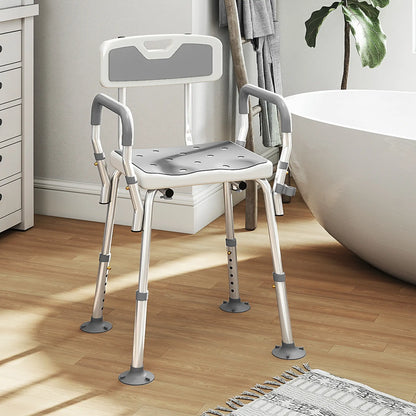Adjustable Shower Chair With Arms, Back, Padded Seat, Light Grey Bath Chairs at Gallery Canada