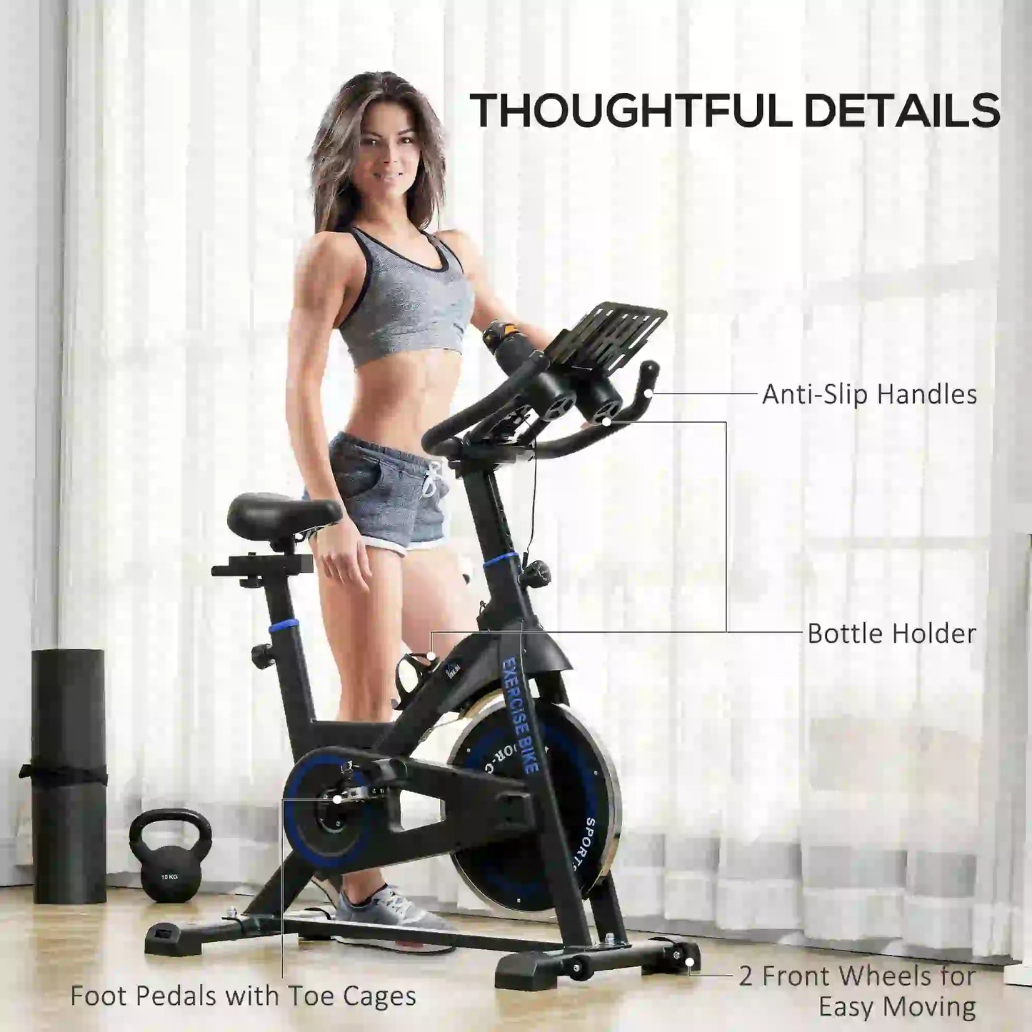 Adjustable Upright Stationary Exercise Bike, LCD Display, Indoor Cycling, Adjustable Resistance, Black Exercise & Stationary Bikes at Gallery Canada