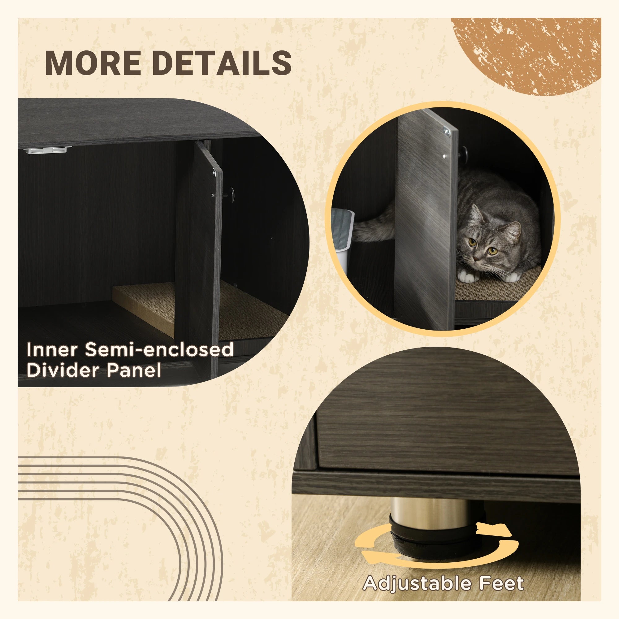 Hidden Cat Litter Box Furniture, Double Doors, Scratching Pad, Black Cat Litter Box Enclosures at Gallery Canada