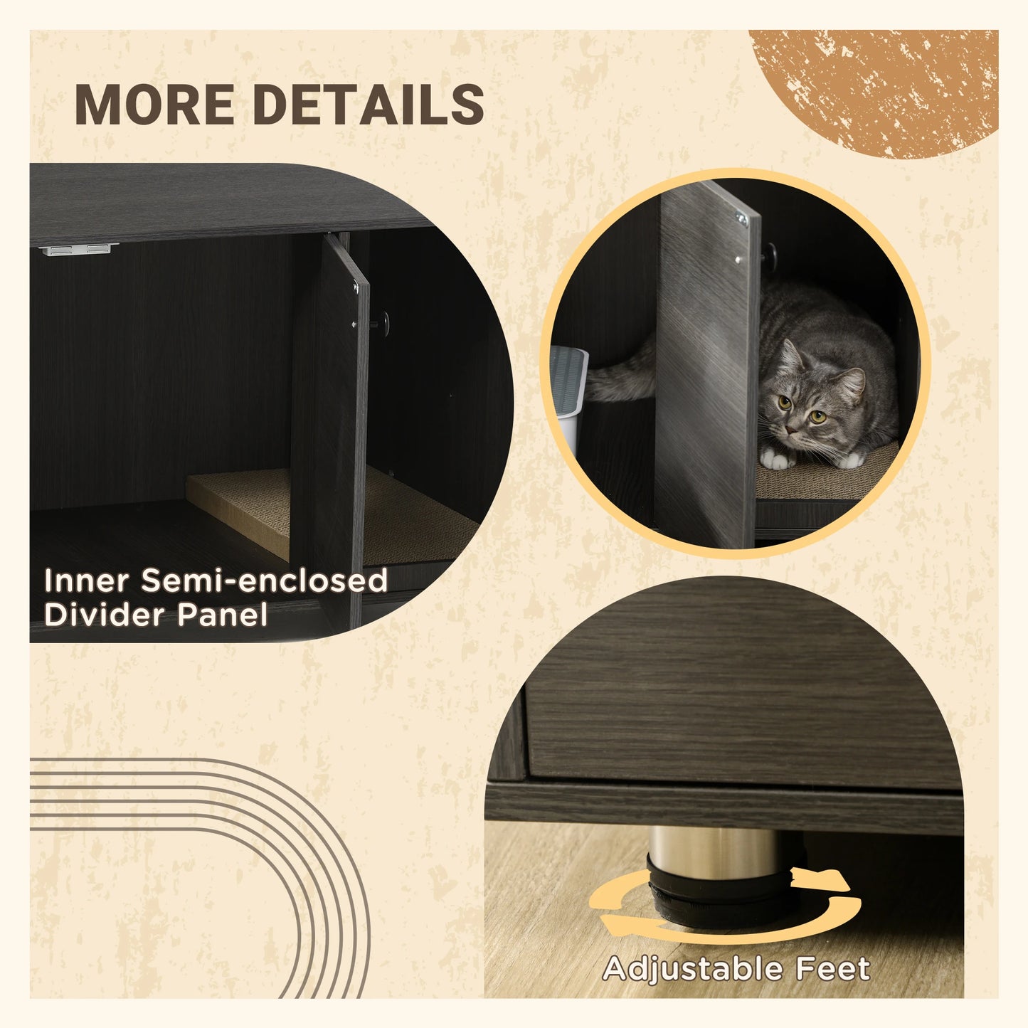 Hidden Cat Litter Box Furniture, Double Doors, Scratching Pad, Black Cat Litter Box Enclosures at Gallery Canada