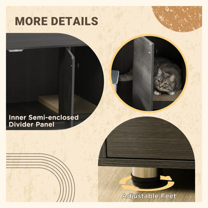 Hidden Cat Litter Box Furniture, Double Doors, Scratching Pad, Black Cat Litter Box Enclosures at Gallery Canada