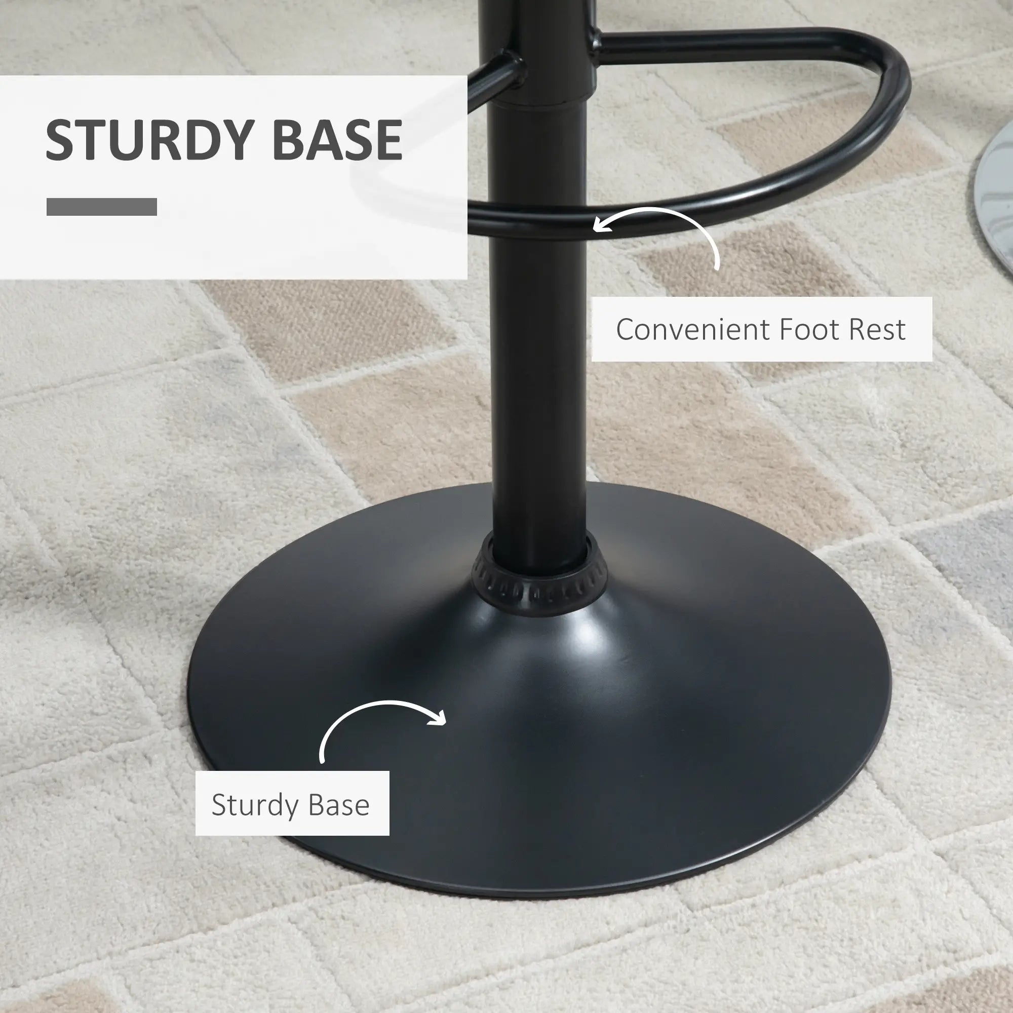 Adjustable Swivel Bar Stools, Set of 2, PU Leather, Black Bar Stools at Gallery Canada