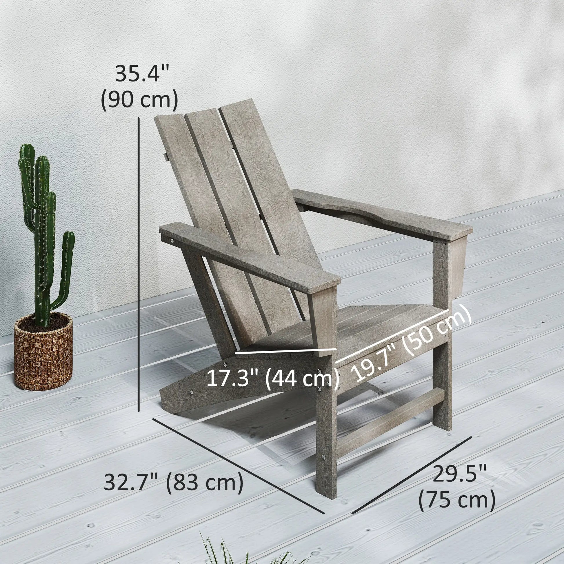 HDPE Plastic Adirondack Chair, High Back, Wide Armrests, Dark Grey Patio Chairs at Gallery Canada
