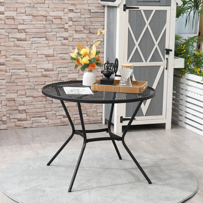 35" Round Patio Dining Table, Steel with Mesh Tabletop, Black Patio Side Tables at Gallery Canada