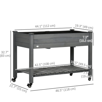Mobile Raised Garden Bed, Wood Planter Box w/ Wheels, Storage Shelf, Dark Grey Elevated Garden Beds at Gallery Canada
