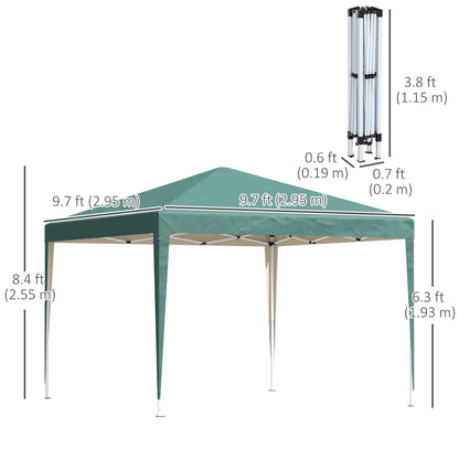 10 x 10ft Folding Pop Up Tent, Outdoor Gazebo Canopy, Dark Green Pop Up Canopies at Gallery Canada