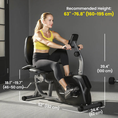 Recumbent Exercise Bike, 8-Level Magnetic Resistance, LCD Monitor, Heart Rate Handle, Adjustable Seat Exercise & Stationary Bikes at Gallery Canada