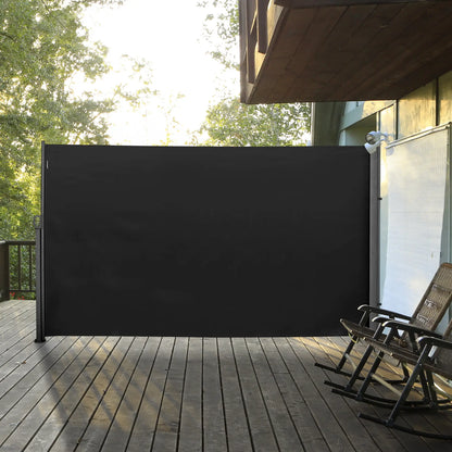 118" x 71" Outdoor Folding Privacy Screen, Retractable Side Awning, UV Wind Resistant, Black Side Awnings at Gallery Canada
