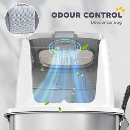 Large Stainless Steel Litter Box, Enclosed Metal Cat Litter Tray