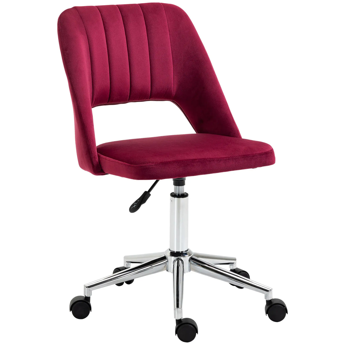 Mid Back Office Chair, Velvet Fabric, Swivel, Scallop Shape, Red Task Chairs Red at Gallery Canada
