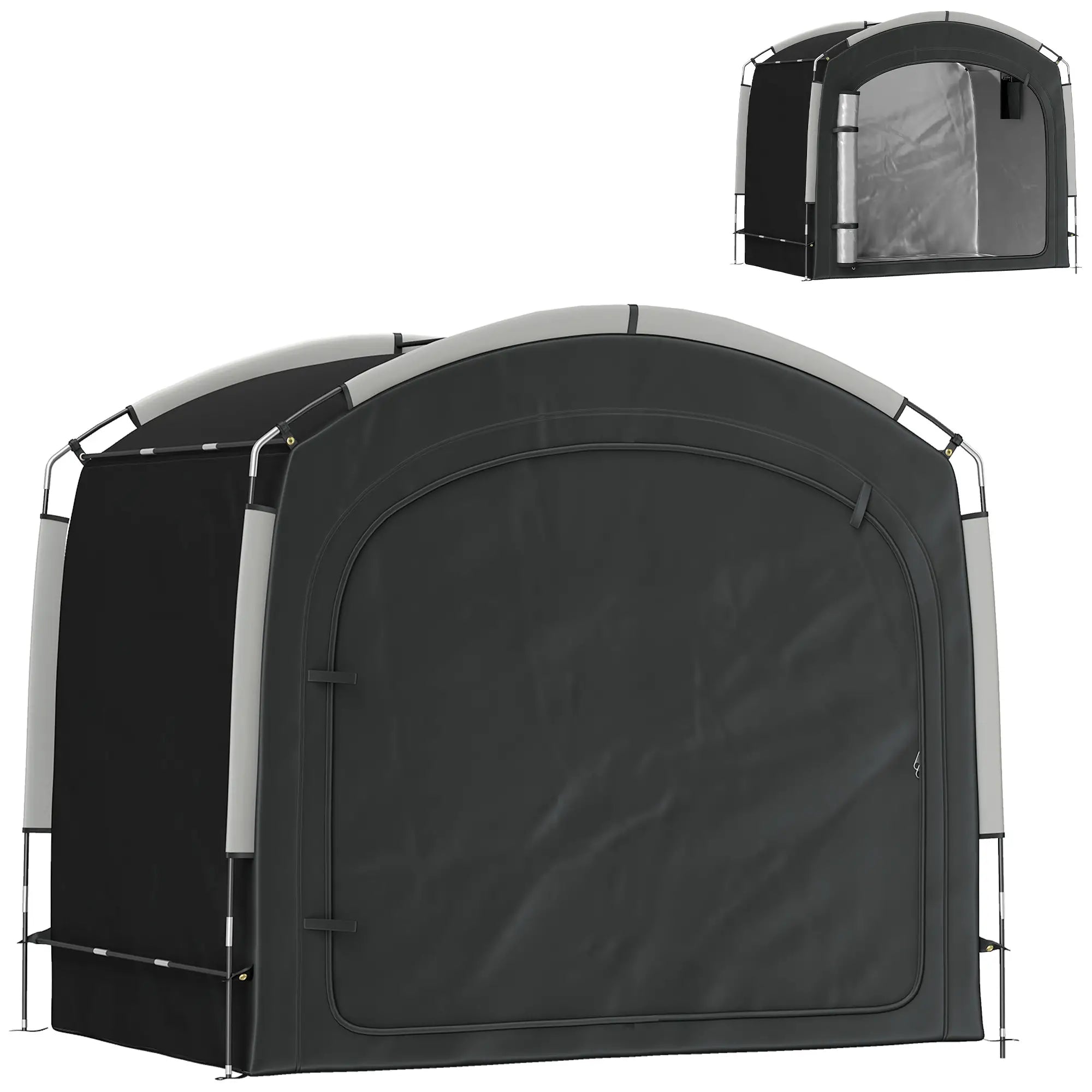 Bike Storage Shed Tent, Portable Waterproof, 210D Oxford Fabric, Black Car Shelters Black at Gallery Canada