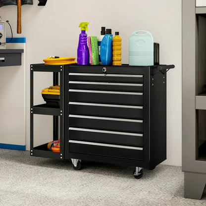 7-Drawer Rolling Tool Chest, Lockable Cabinet, Black Tool Organizers at Gallery Canada