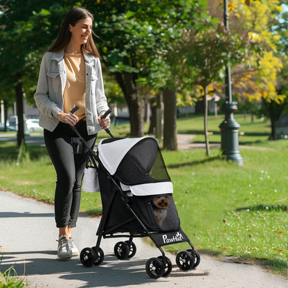 Foldable Dog Stroller, Lightweight, Storage Bag, Cup Holder, Light Grey Dog Bike Trailers & Strollers at Gallery Canada
