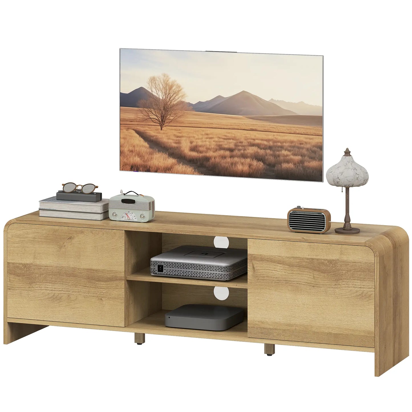 TV Stand For 65 Inch TV, Nordic Entertainment Center, Natural