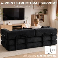 81" Canapé-lit convertible, 5-en-1, assise profonde, noir