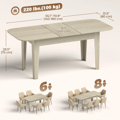 Extendable Oval Dining Table, 4-6, Oak