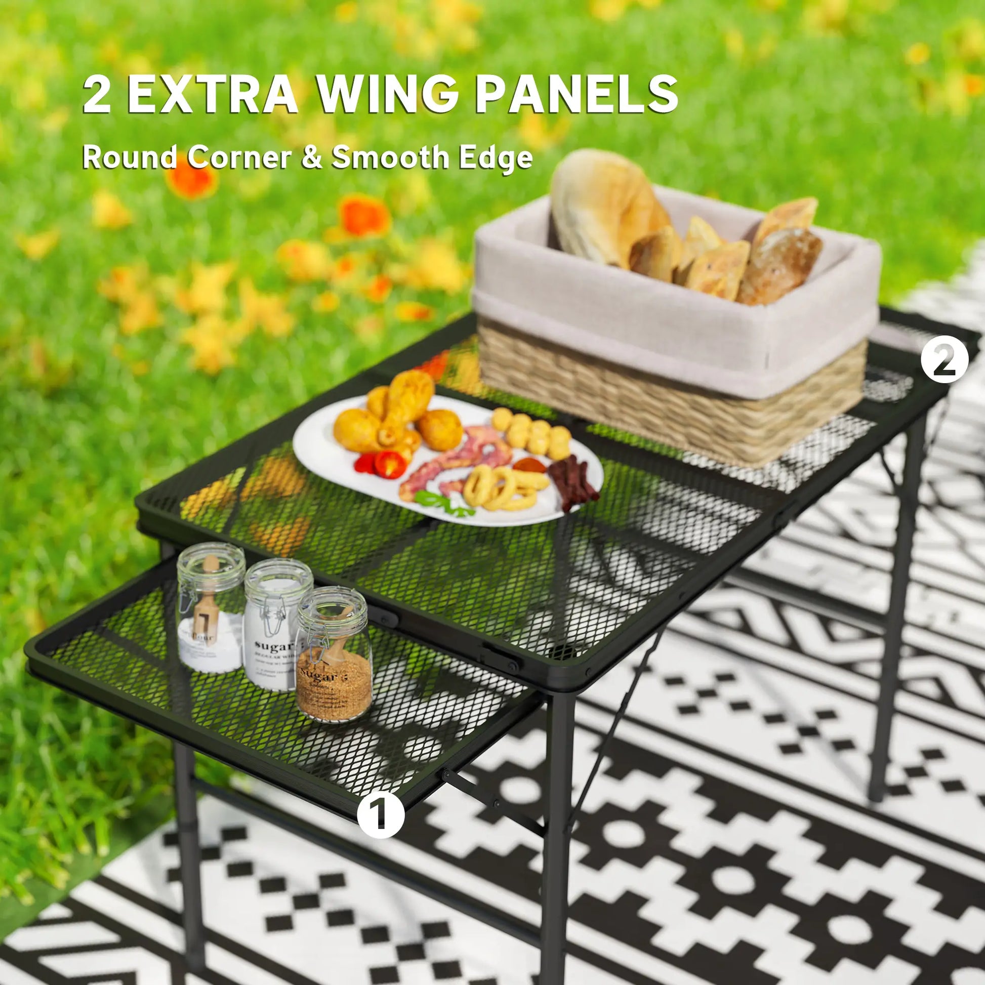 4.5ft Folding Grill Table, Adjustable Height, Metal Portable Picnic Table Picnic Tables & Camping Chairs at Gallery Canada