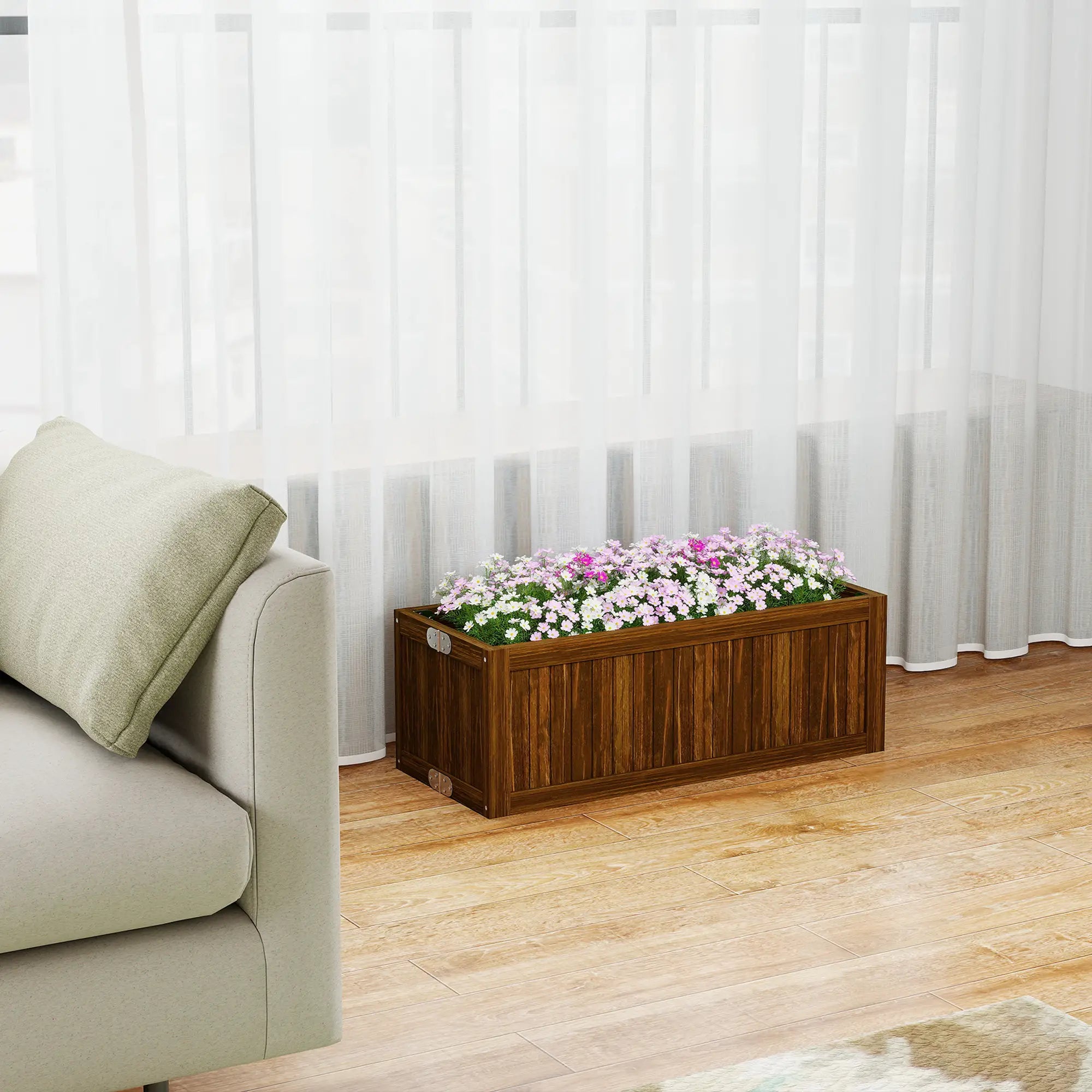 Foldable Elevated Planter Box, Wooden Raised Garden Bed, Carbonized Wooden Planter Boxes at Gallery Canada