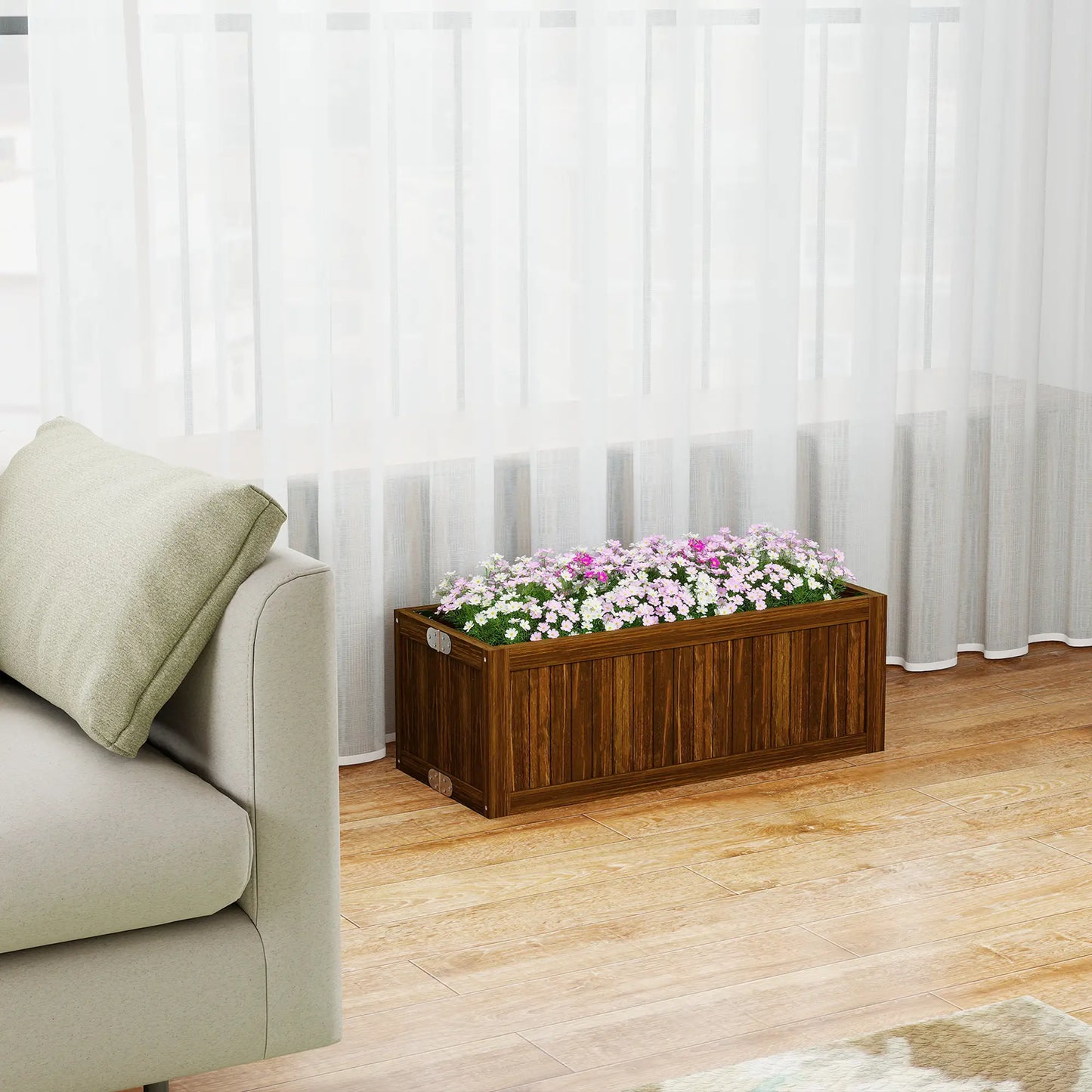 Foldable Elevated Planter Box, Wooden Raised Garden Bed, Carbonized Wooden Planter Boxes at Gallery Canada