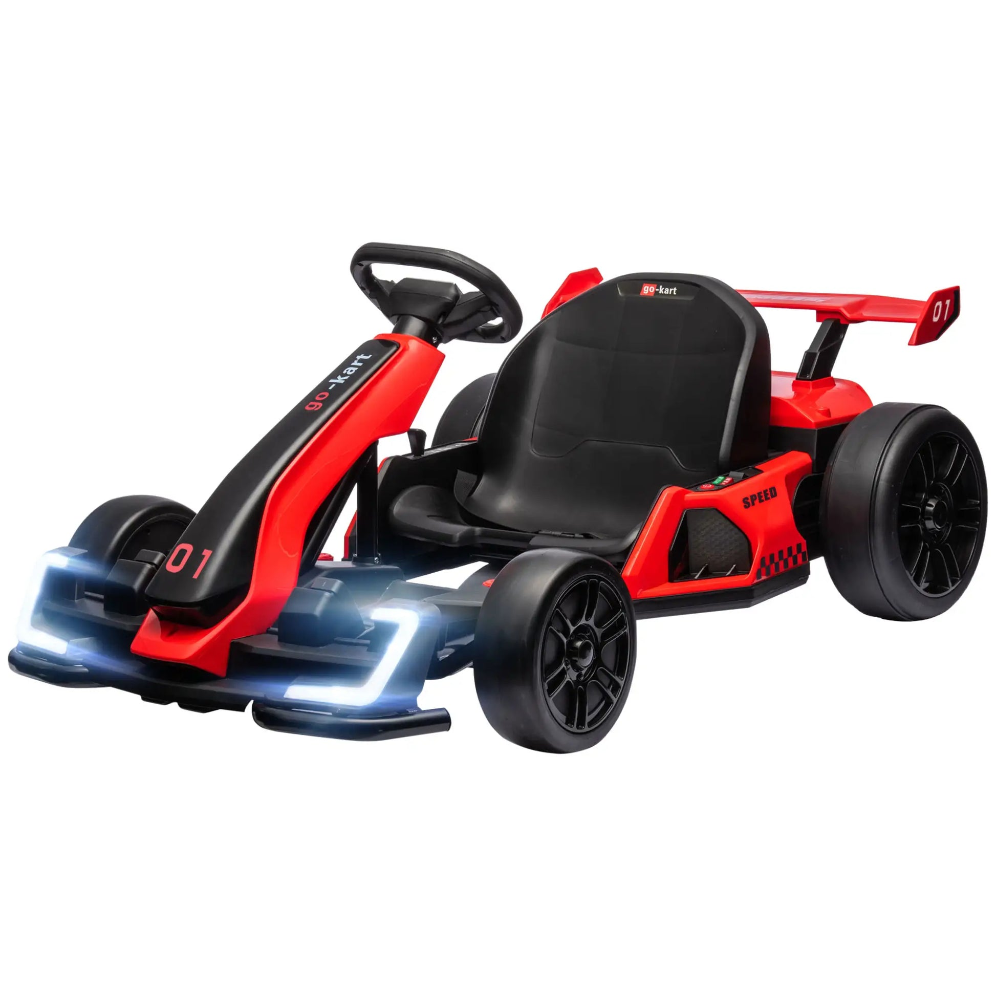 24V Electric Go Kart, Battery Powered, Adjustable Seat, Red Pedal Go Karts for Kids Red, Black at Gallery Canada