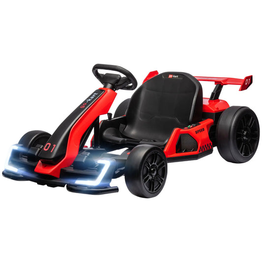 24V Electric Go Kart, Battery Powered, Adjustable Seat, Red Pedal Go Karts for Kids Red, Black at Gallery Canada