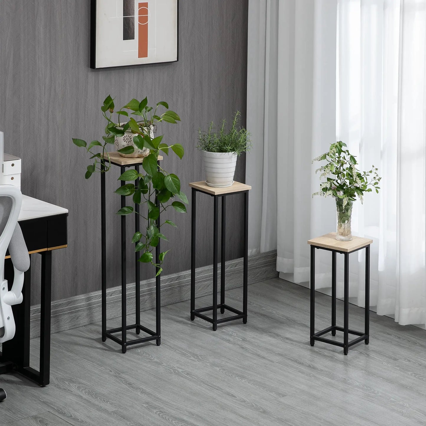 3 Pack Metal Plant Stand, Indoor Outdoor Rack, Decorative Flower Holder