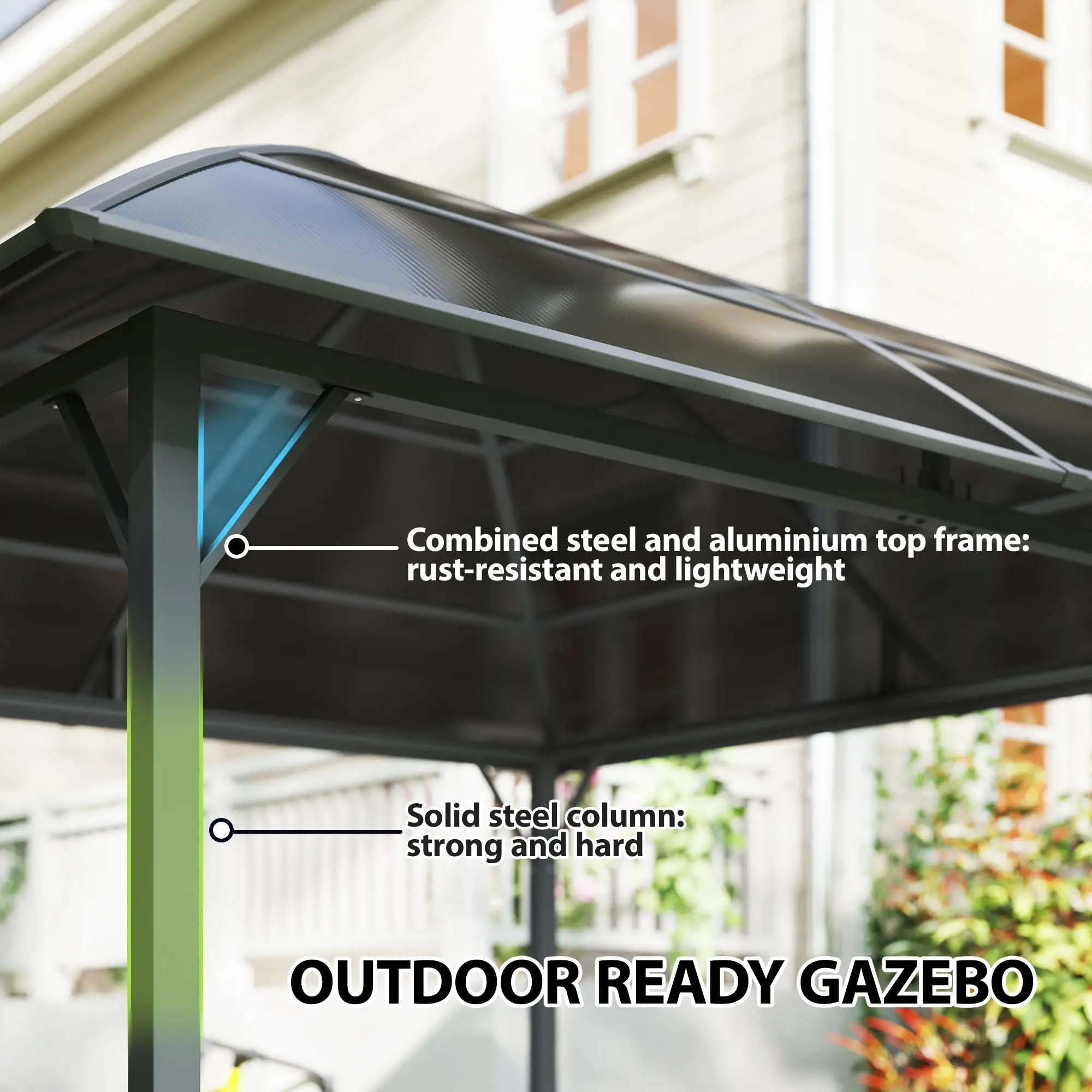 10' x 10' Hardtop Gazebo, Steel Frame, UV50+ Polycarbonate Roof, Light Grey Gazebos at Gallery Canada