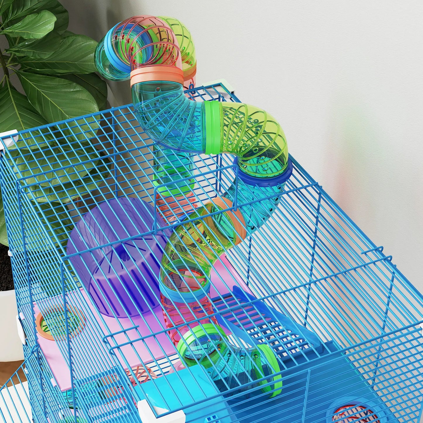 5-Tier Hamster Cage, Portable With Wheels, Tube, Blue Hamster Cages at Gallery Canada
