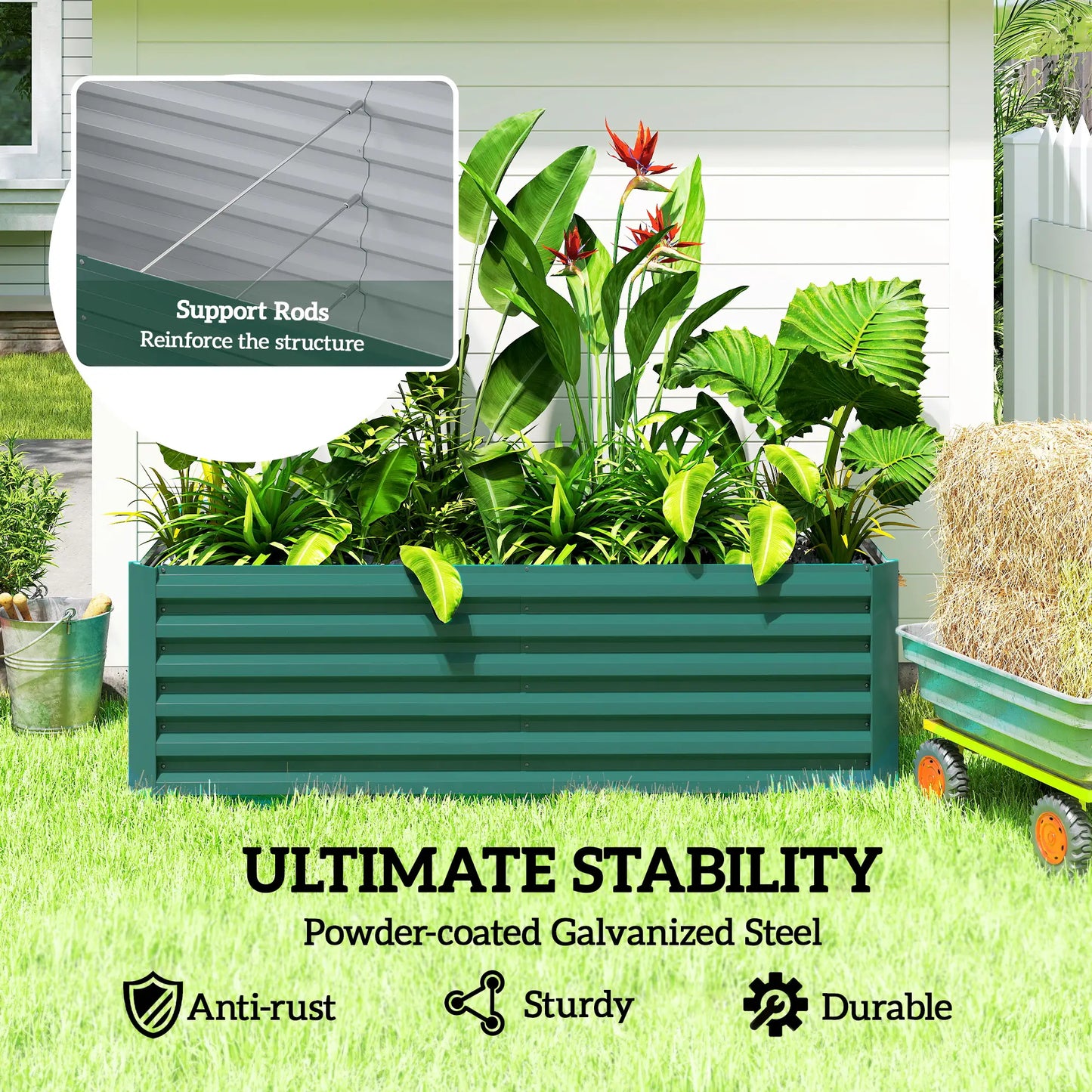 6' x 3' x 2' Raised Garden Bed, Galvanized Planter Box, Dark Green Galvanized Planter Boxes at Gallery Canada