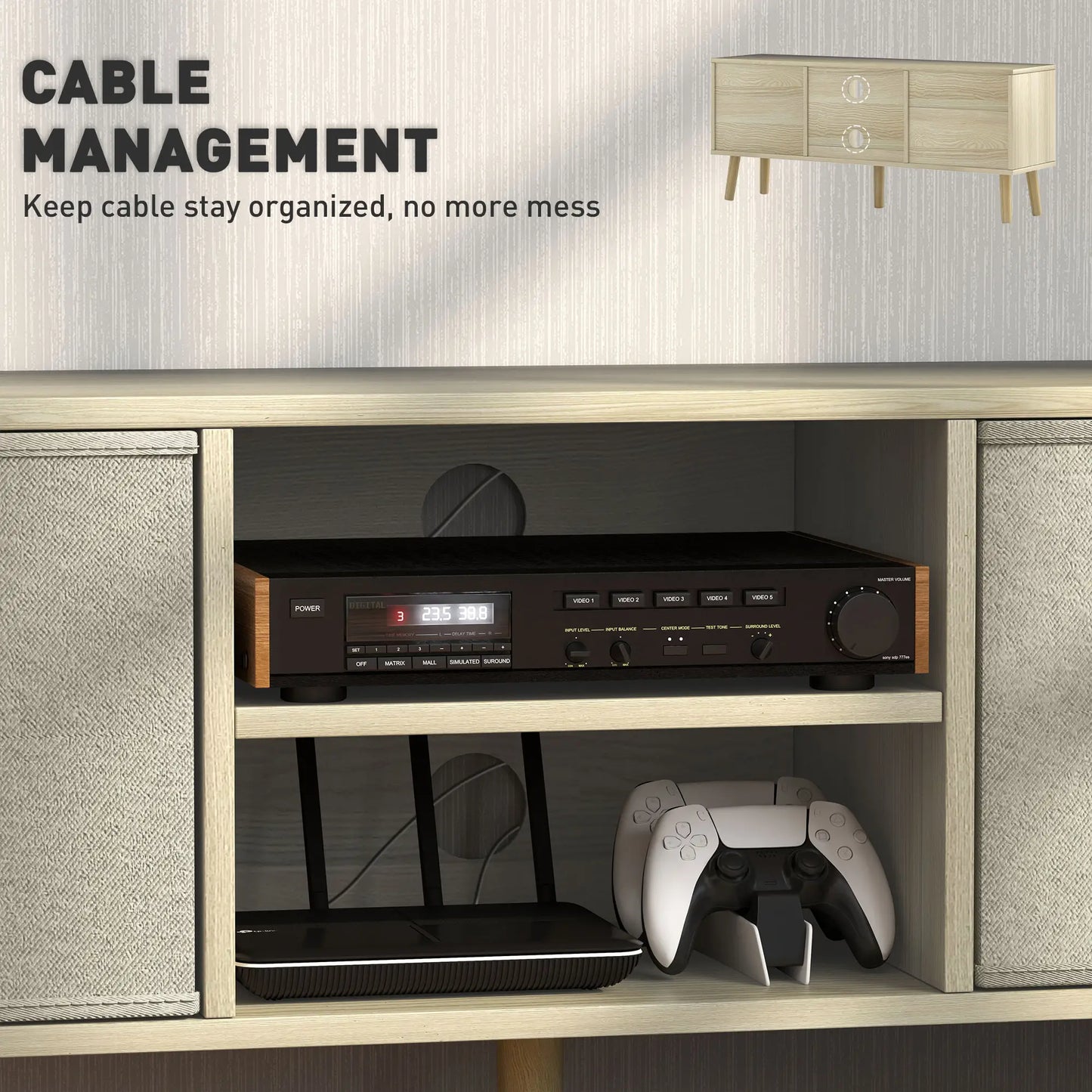 Modern TV Stand, Foldable Drawers, Shelves, Natural TV Stands at Gallery Canada